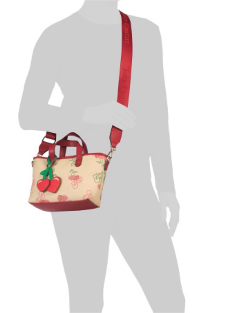 Cherry-Print Red Trim Tote Bag - Picture 6 of 7